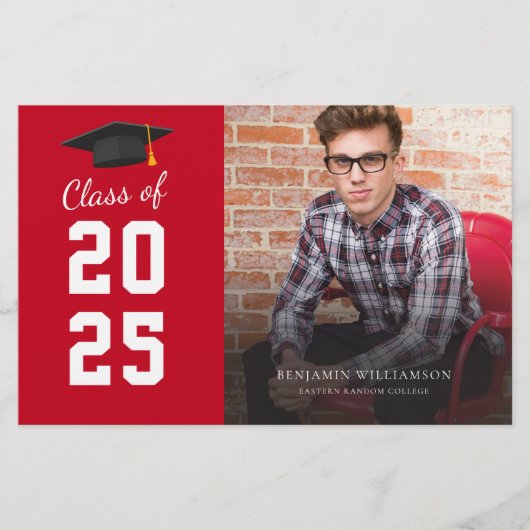 Afstuderen 2025 Foto Rood Wit Uitnodiging (Voorkant)