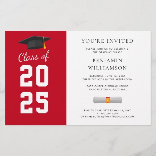 Afstuderen 2025 Foto Rood Wit Uitnodiging (Achterkant)