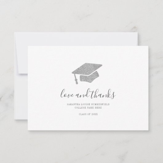 Afstuderen 2025 Foto Zilver Afstudeerder Pet Scrip Bedankkaart (Voorkant)