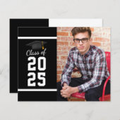 Afstuderen 2025 Foto Zwart Wit Uitnodiging (Voorkant / Achterkant)