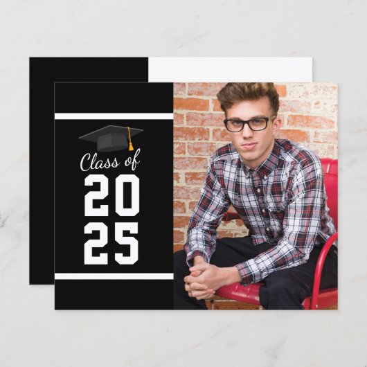 Afstuderen 2025 Foto Zwart Wit Uitnodiging (Voorkant / Achterkant)