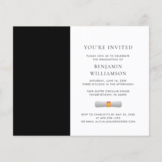 Afstuderen 2025 Foto Zwart Wit Uitnodiging (Achterkant)