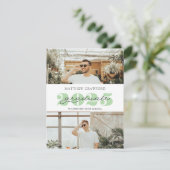 Afstuderen 2025 fotoaankondiging modern script kaart (Staand voorkant)