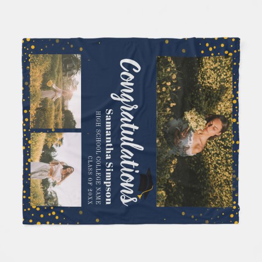 Afstuderen 2025 Fotocollage Afstudeerder Keepsake Fleece Deken (Voorkant (Horizontaal))