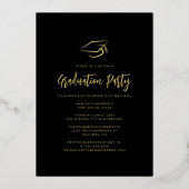 Afstuderen 2025 Fotocollage Afstudeerder Party Gol Folie Uitnodiging (Achterkant)