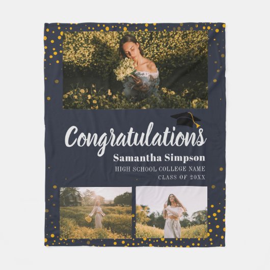 Afstuderen 2025 Fotocollage Afstuderen Keepsake Fleece Deken (Voorkant)