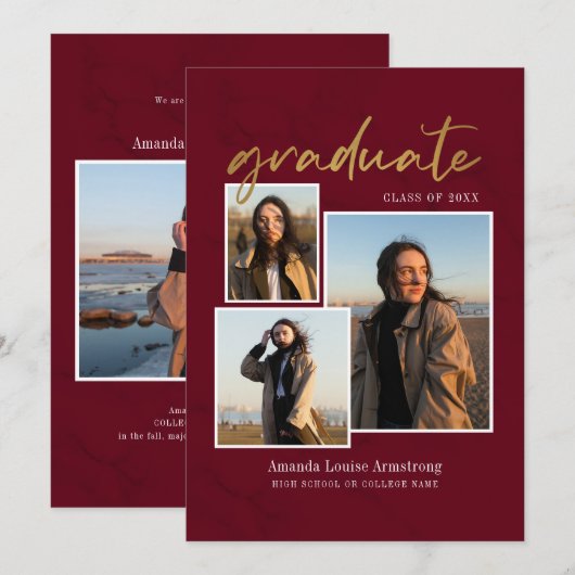 Afstuderen 2025 Fotocollage Bourgogne Afstudeerder Aankondiging (Voorkant / Achterkant)