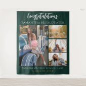 Afstuderen 2025 Fotocollage Groen Modern Afstudeer Wandkleed (Voorkant)