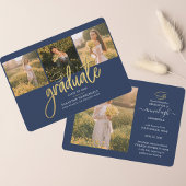 Afstuderen 2025 Fotocollage Navy Blauw Afstuderen Aankondiging