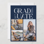Afstuderen 2025 Fotocollage Navy Blue Afstudeerder Kaart (Voorkant)