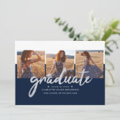 Afstuderen 2025 Fotocollage Navy en Zilver Afstude Aankondiging (Staand voorkant)