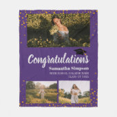 Afstuderen 2025 Fotocollage Paarse Afstuderen Fleece Deken (Voorkant)