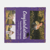 Afstuderen 2025 Fotocollage Paarse Afstuderen Fleece Deken (Voorkant (Horizontaal))