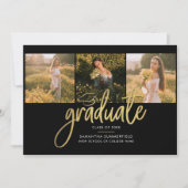 Afstuderen 2025 Fotocollage Script Zwart Goud Aankondiging (Voorkant)