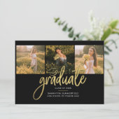 Afstuderen 2025 Fotocollage Script Zwart Goud Aankondiging (Staand voorkant)