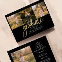 Afstuderen 2025 Fotocollage Script Zwart Goud