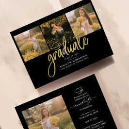 Afstuderen 2025 Fotocollage Script Zwart Goud Aankondiging