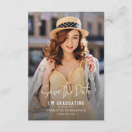 Afstuderen 2025 Foto's Bewaar de Datum Aankondigin Informatiekaartje (Voorkant)
