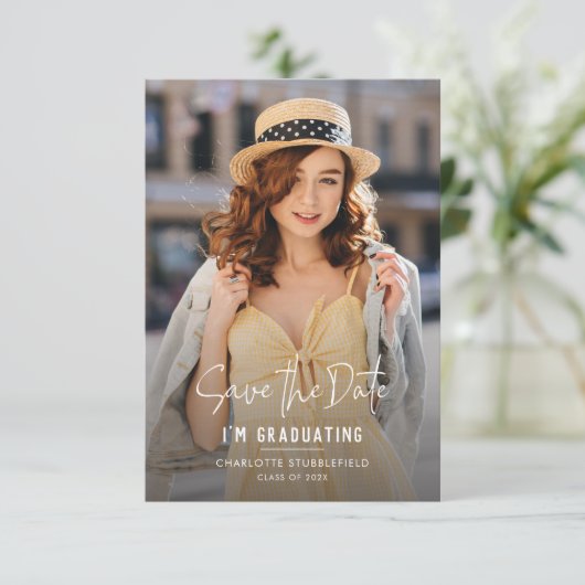 Afstuderen 2025 Foto's Bewaar de Datum Aankondigin Informatiekaartje (Staand voorkant)
