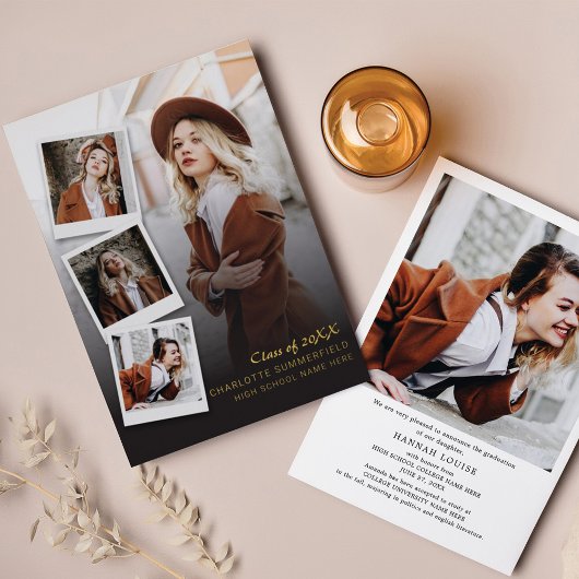 Afstuderen 2025 foto's Gold Folie Aankondiging