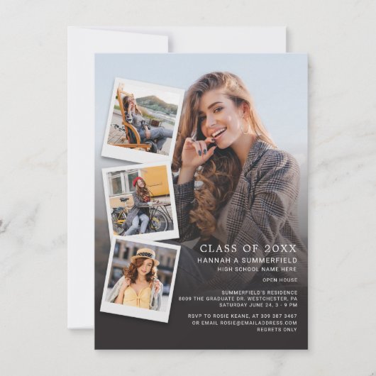 Afstuderen 2025 Foto's Modern Afstudeerder Party Kaart (Voorkant)