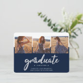 Afstuderen 2025 foto's Navy Blue Aankondiging (Staand voorkant)