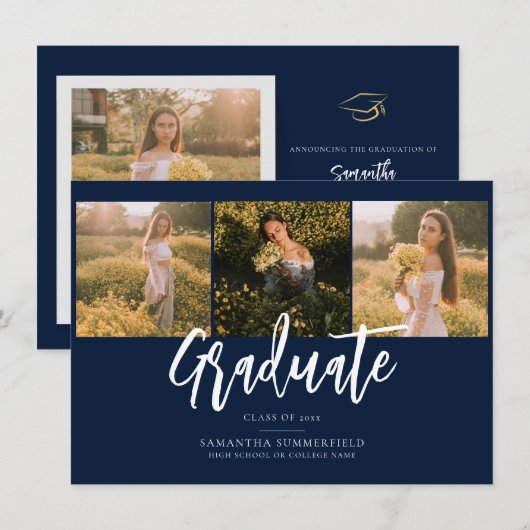 Afstuderen 2025 Foto's Navy Blue Afstudeerder Aank (Voorkant / Achterkant)