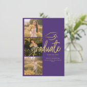 Afstuderen 2025 Foto's Paarse feestaankondiging (Staand voorkant)