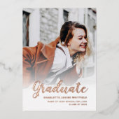 Afstuderen 2025 Foto's Roos Gold Folie Aankondigin Folie Uitnodiging (Voorkant)