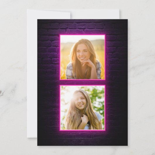 Afstuderen 2025 Foto's Roze Neon Afstuderen Partij Kaart (Achterkant)