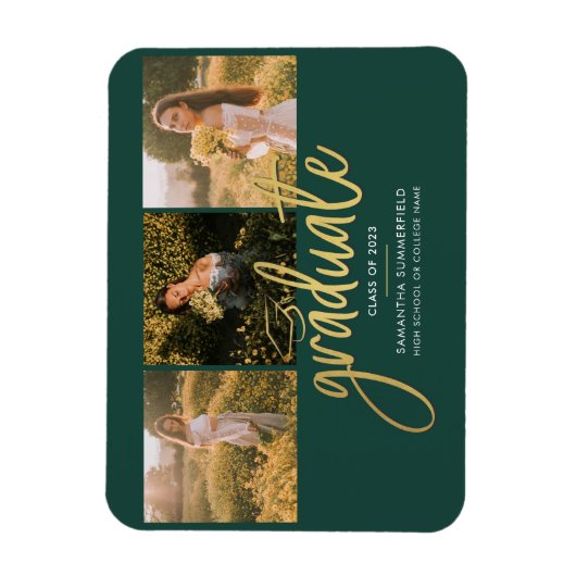 Afstuderen 2025 Foto's Script Green Aankondiging Magneet (Verticaal)