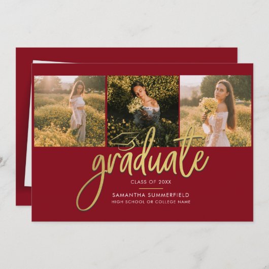 Afstuderen 2025 Foto's Script Modern Aankondiging (Voorkant / Achterkant)