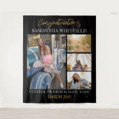 Afstuderen 2025 Foto's Zwart Achtergrond Photoboot Wandkleed (Voorkant)