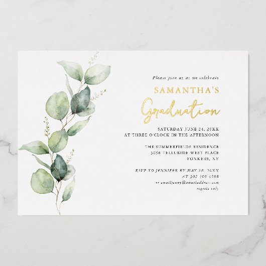 Afstuderen 2025 Fotoscript Afstudeerder Gold Folie Uitnodiging (Voorkant)