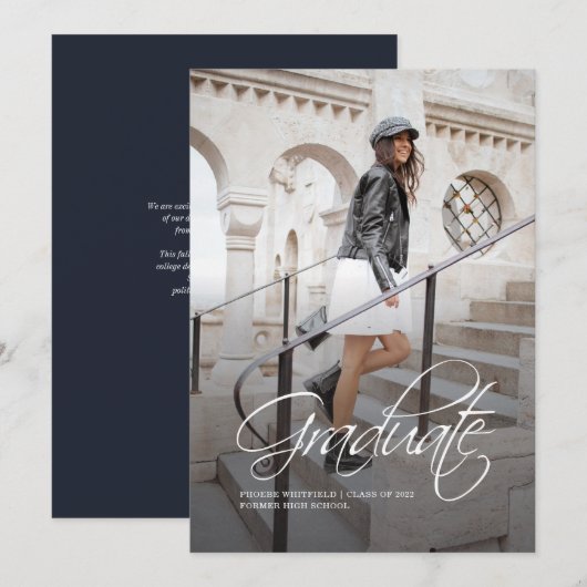 Afstuderen 2025 Fotoscript Elegant Aankondiging (Voorkant / Achterkant)