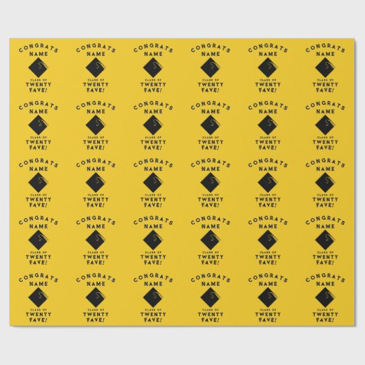 Afstuderen 2025 Geel cadeau Cadeaupapier (Vlak)