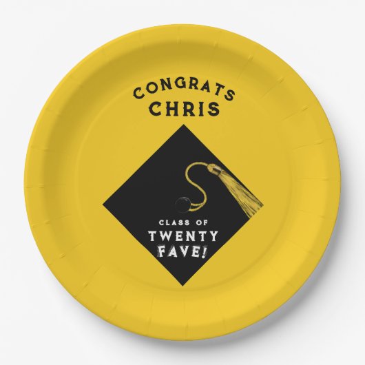 Afstuderen 2025 Geel Papieren Bordje (Voorkant)