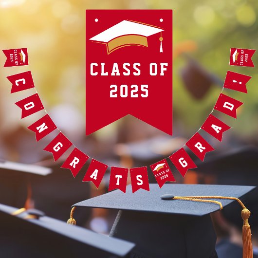 Afstuderen 2025 Gefeliciteerd Afstudeerder Rood Wi Vlaggetjes