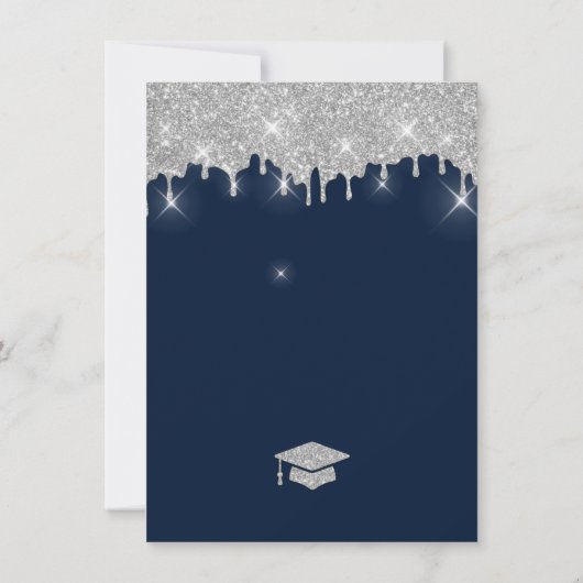 Afstuderen 2025 Glitter Afstudeerder Navy Blue Par Kaart (Achterkant)