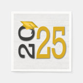 Afstuderen 2025 Goud en Zwart op Hout Servet (Voorkant)