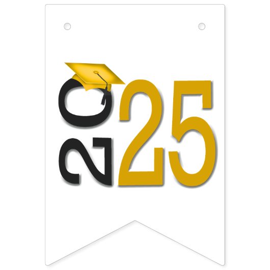 Afstuderen 2025 Goud en Zwart Vlaggetjes (Eerste vlag)