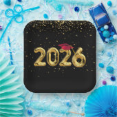 Afstuderen 2025 gouden ballonnen en rood Pet Papieren Bordje (Feest)