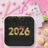 Afstuderen 2025 gouden ballonnen en rood Pet Papieren Bordje (Feest)