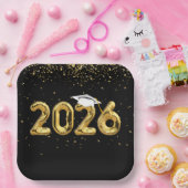 Afstuderen 2025 gouden ballonnen en wit Pet Papieren Bordje (Feest)