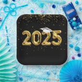 Afstuderen 2025 gouden ballonnen en wit Pet Papieren Bordje (Feest)