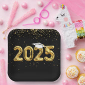 Afstuderen 2025 gouden ballonnen en wit Pet Papieren Bordje (Feest)