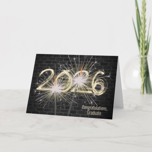 Afstuderen 2025 Gouden Sparklers op Brick Kaart (Voorkant)