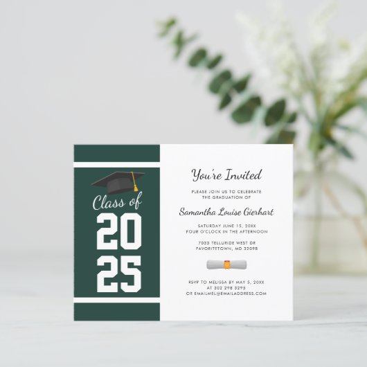 Afstuderen 2025 Groen Afstudeerder Uitnodiging (Staand voorkant)