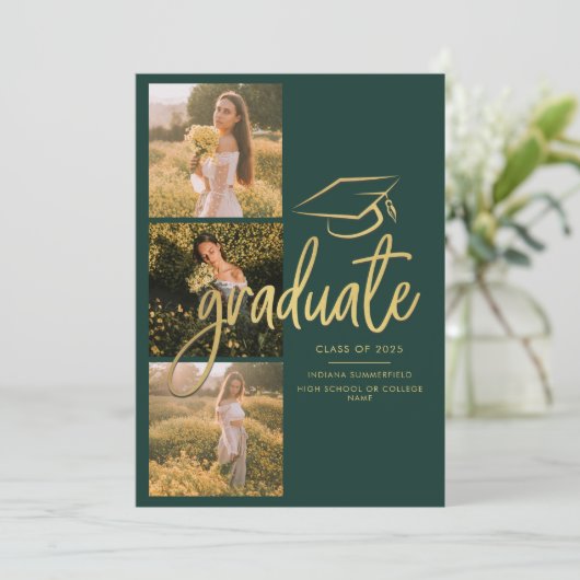 Afstuderen 2025 Groen Afstuderen Fotocollage Aankondiging (Staand voorkant)