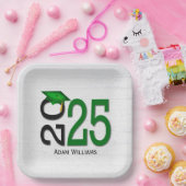 Afstuderen 2025 Groen en zwart op hout Papieren Bordje (Feest)